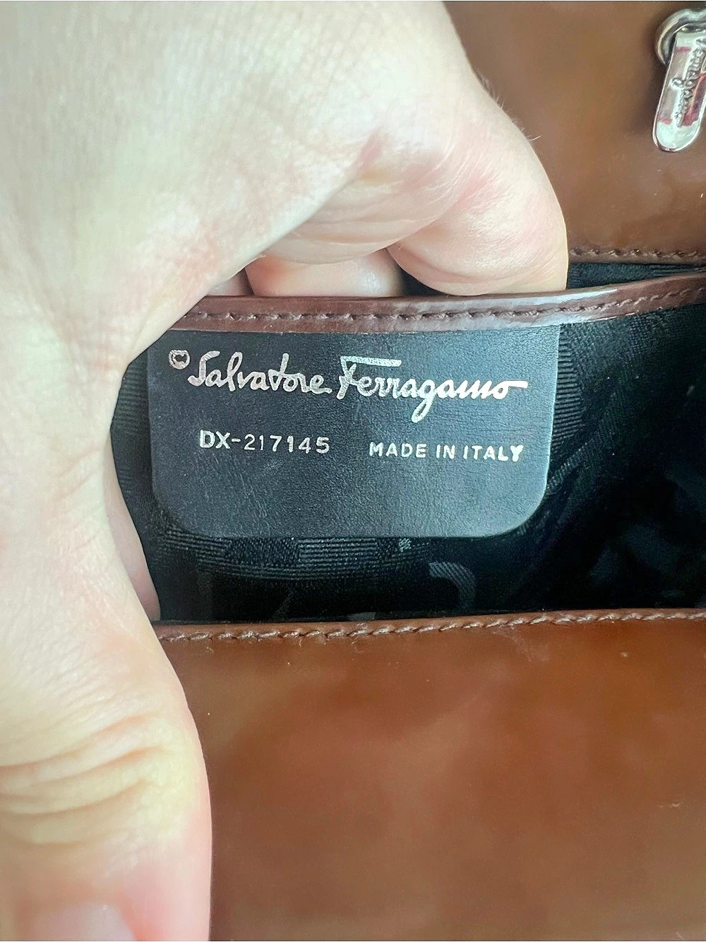 Salvatore Ferragamo Brown & Black Geometric Shoulder Bag - Picture 6 of 12